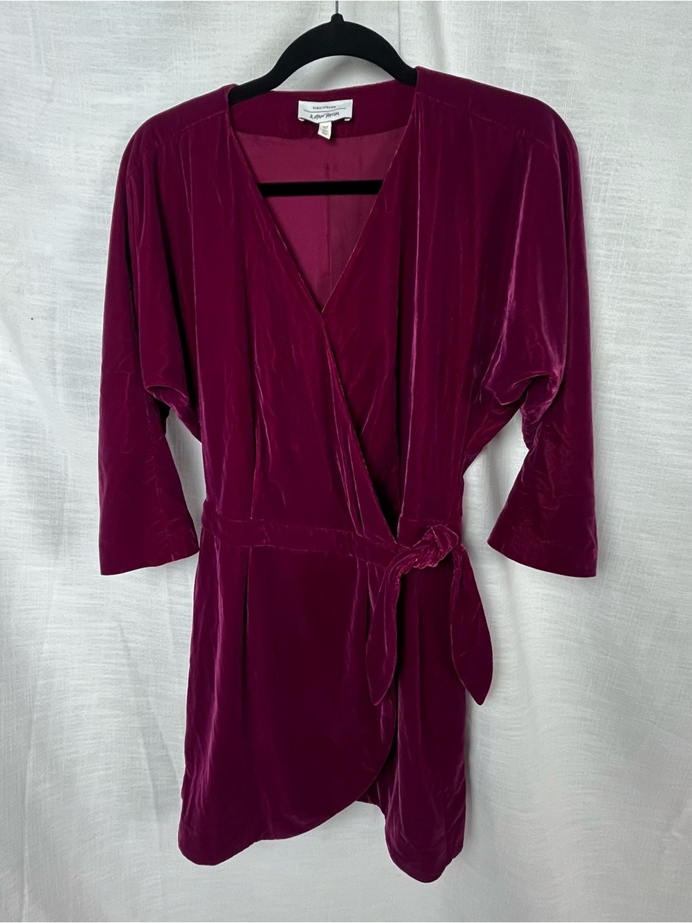 & Other Stories Velvet Wrap Dress in Berry Pink Size 6 Vintage Inspired